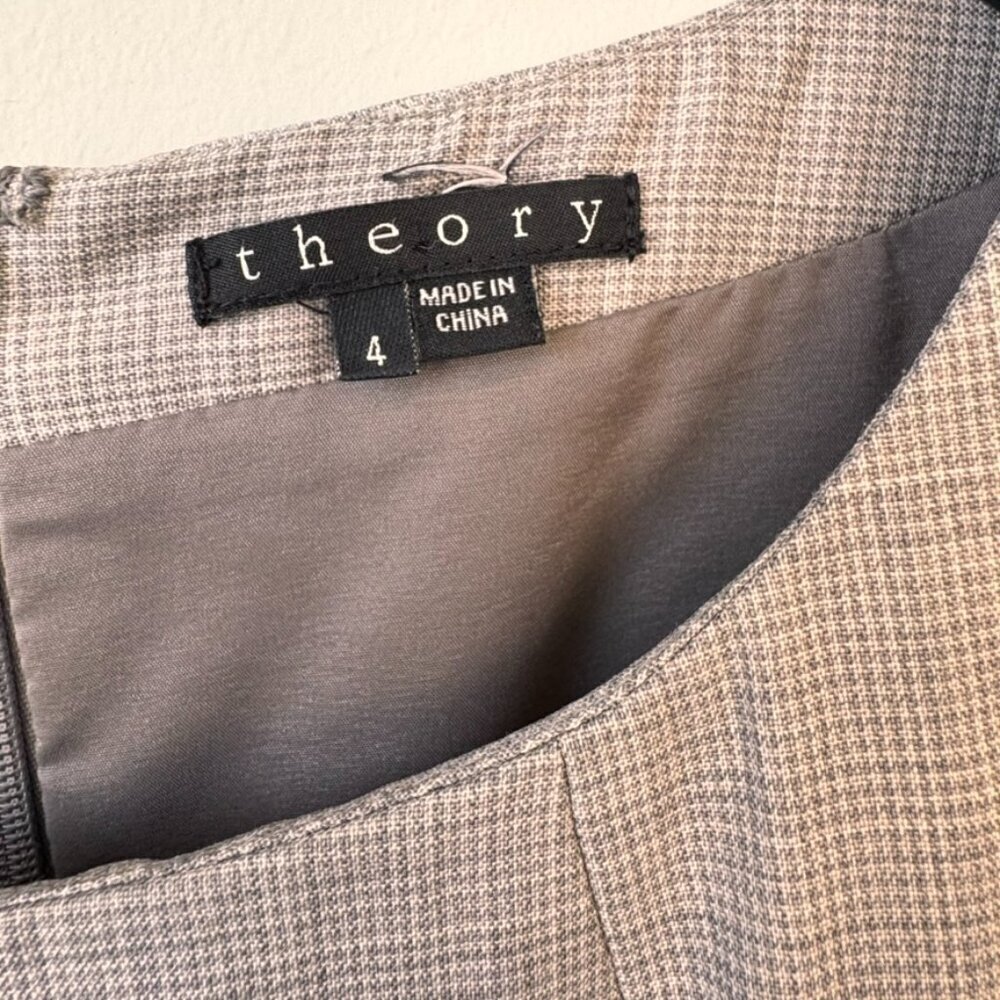 Theory Rikae/Eyre Wool Blend Cap Y2K Sleeve Sheath Dress Grey - Picture 3 of 8